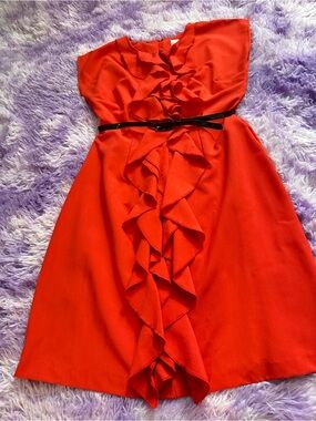 Olivia Matthews Scarlet Red Dress with Ruffle Detail